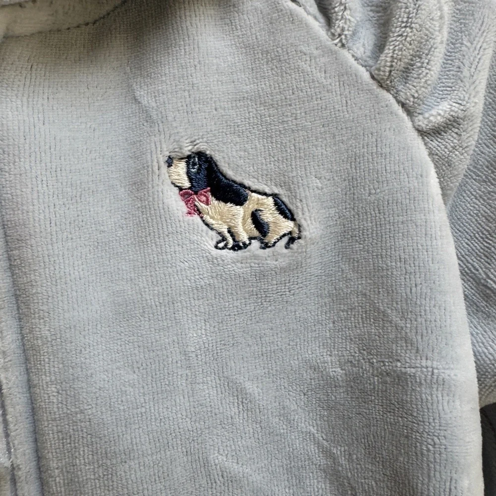 Gymboree 3T Girls Blue Velour Zip-Up Hoodie Sweatshirt Casual Blood Hound Dog